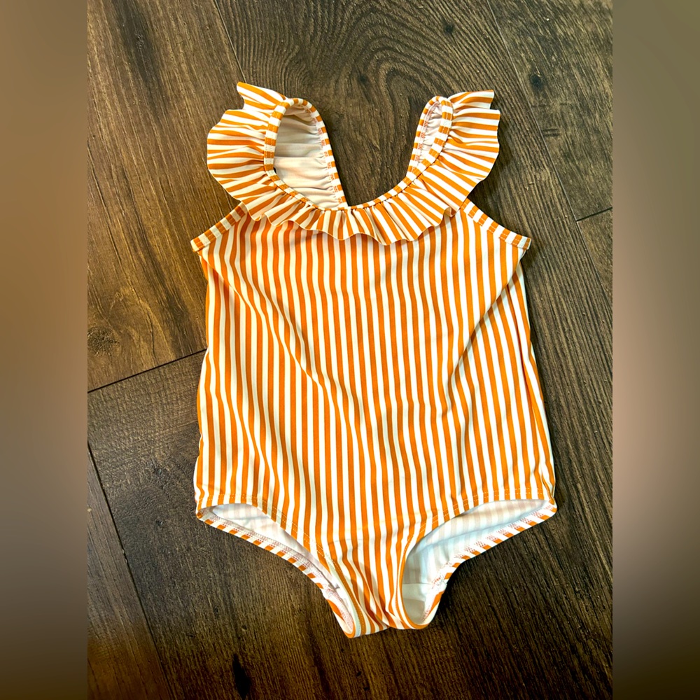 H&M bathing suit. Orange & white stripped. 18-24 months. Worn once.